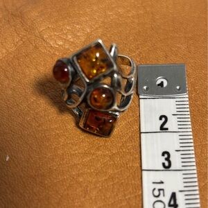 Amber & sterling silver (stamped) ring.